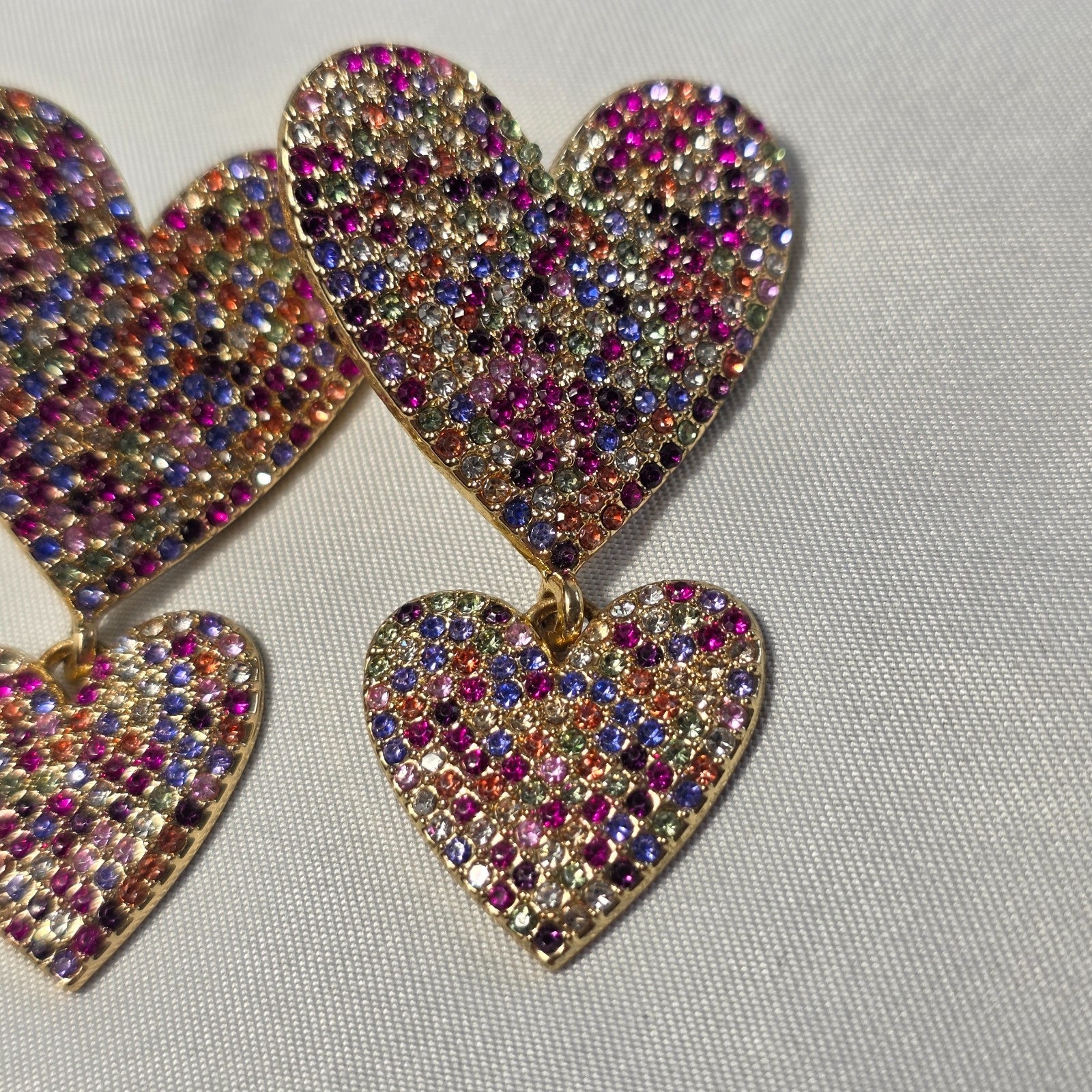 Sugarfix by Baublebar Double Heart Earrings Multicolored Rhinestone Crystals