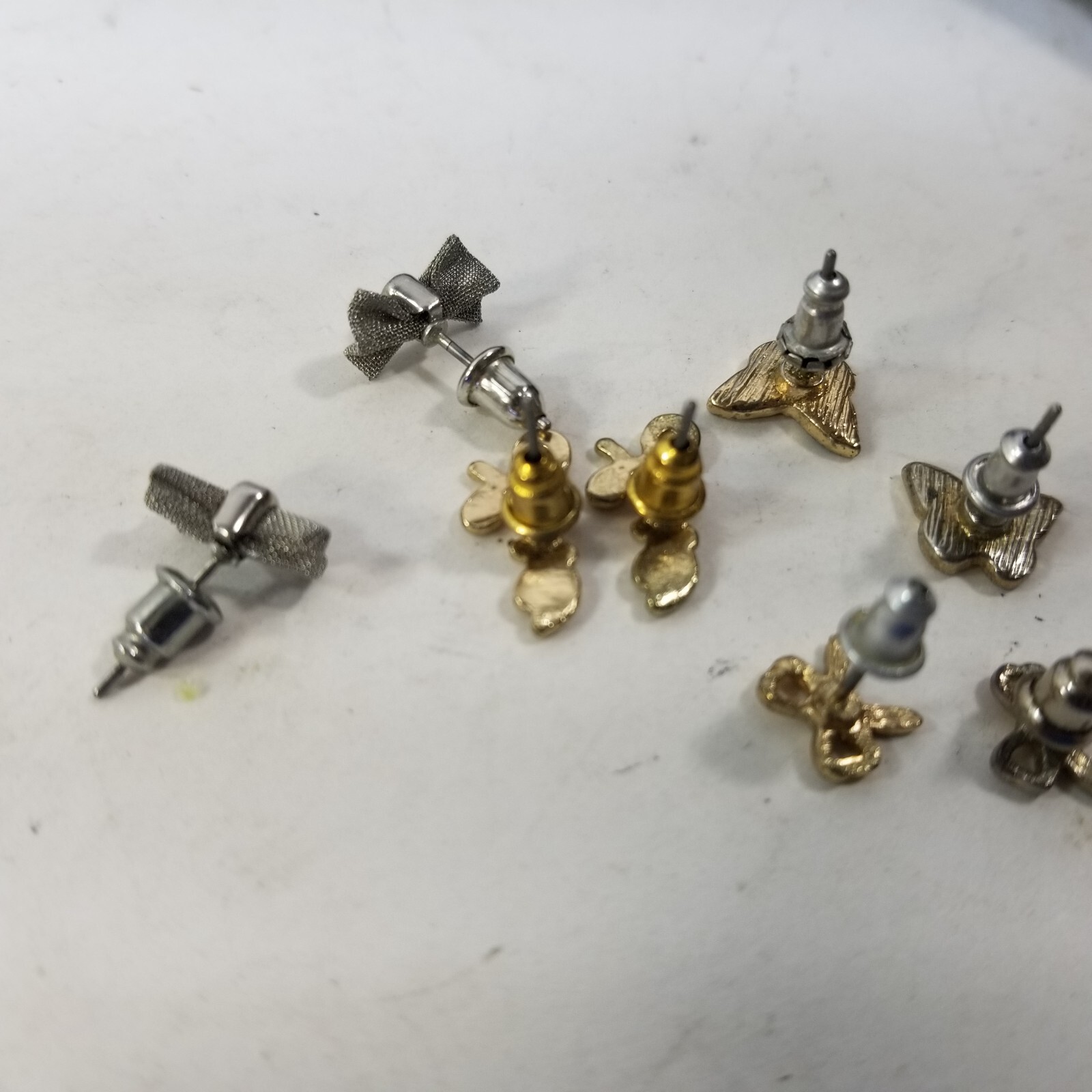 Earrings Lot Vintage Ribbons Love Butterfly Gold Tone Silver Tone Mesh Enamel