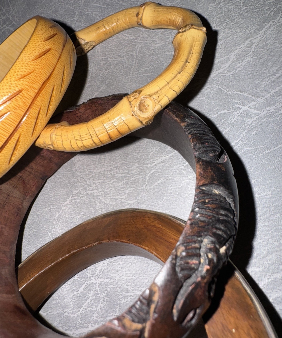 5 Vintage Ethnic Style Wooden Style Bracelets Bangles Unique Lot BoHo Western
