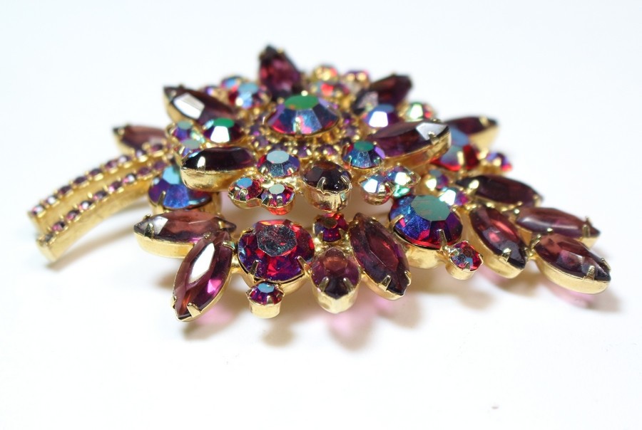 Juliana Ab Red Purple Gorgeous Vintage Brooch Pin