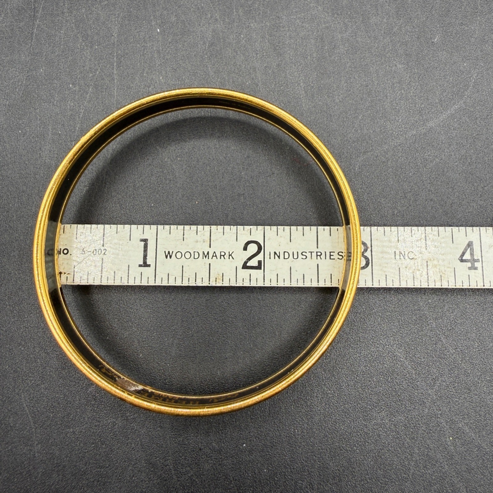 Hermes Vintage Enamel Bangle Bracelet Women Gold Red Yellow Floral Narrow