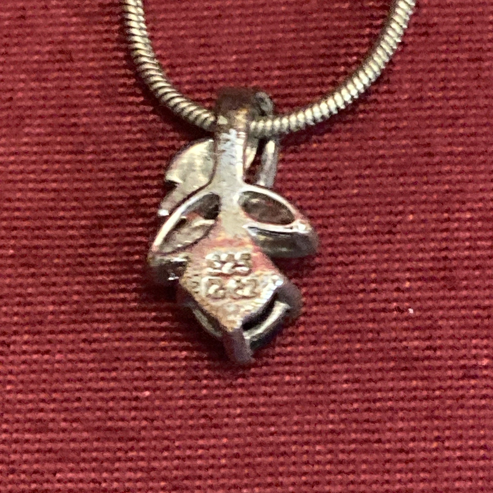 Sterling Silver Pendant & Chain Necklace With Blue Stone & CZ 18”