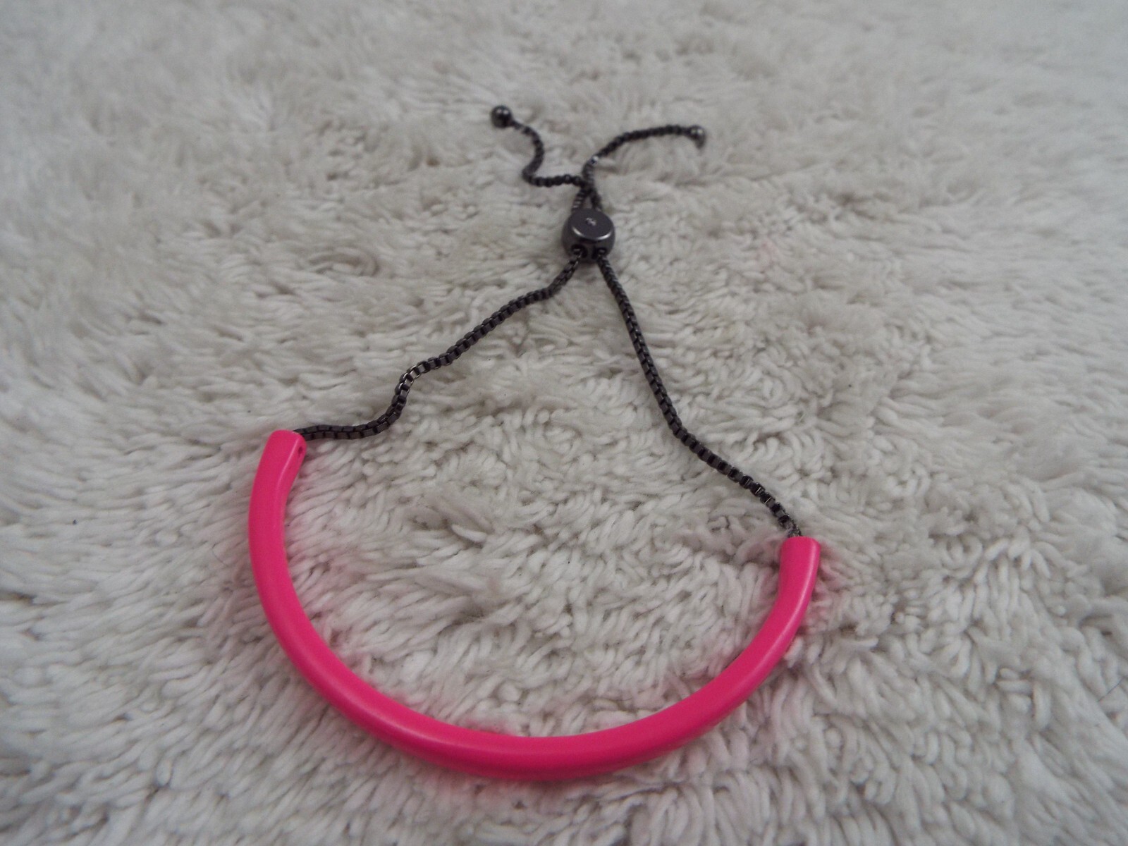 Gunmetal Pink Enamel Adjustable Chain Bracelet