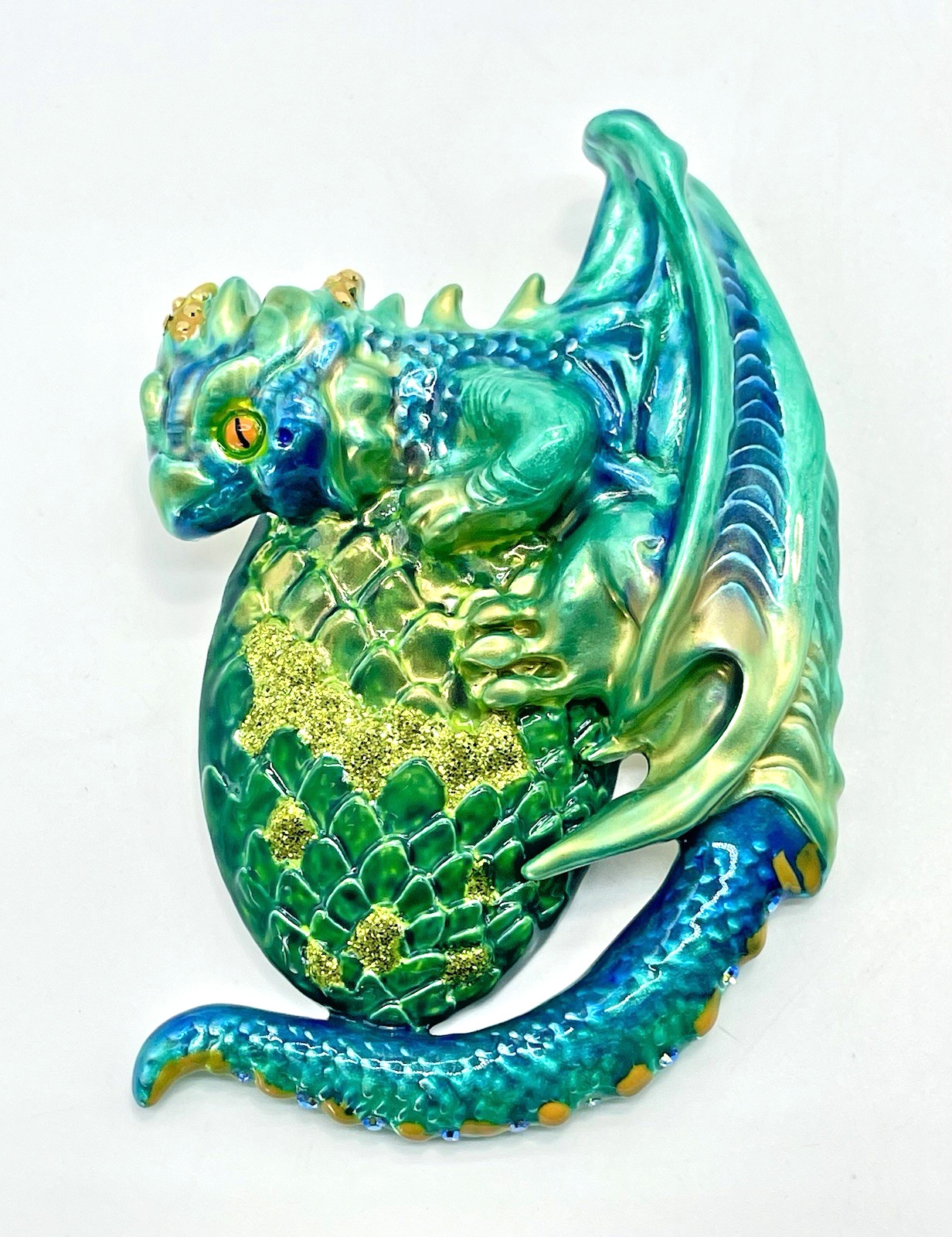 Kirks Folly Pin Pendant Silver Tone Dragon Protector New
