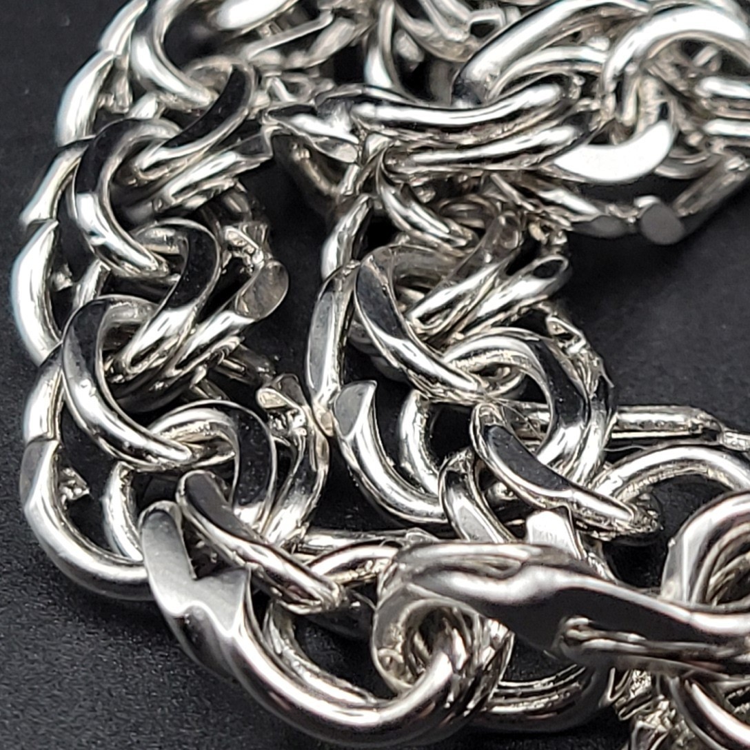 Vintage Chunky Silver Tone Double Link Chain Choker Necklace 18 Inch Grunge