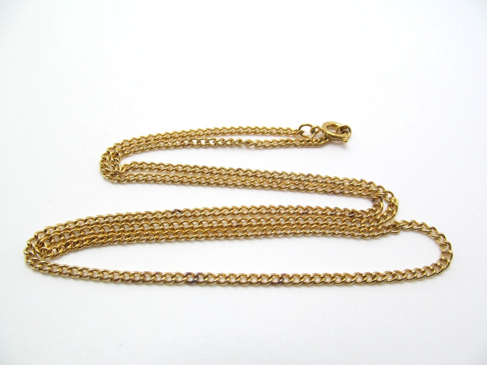 Vintage Gold Tone Plate Curb 2.4mm Wide Chain Link Necklace 24 Inch
