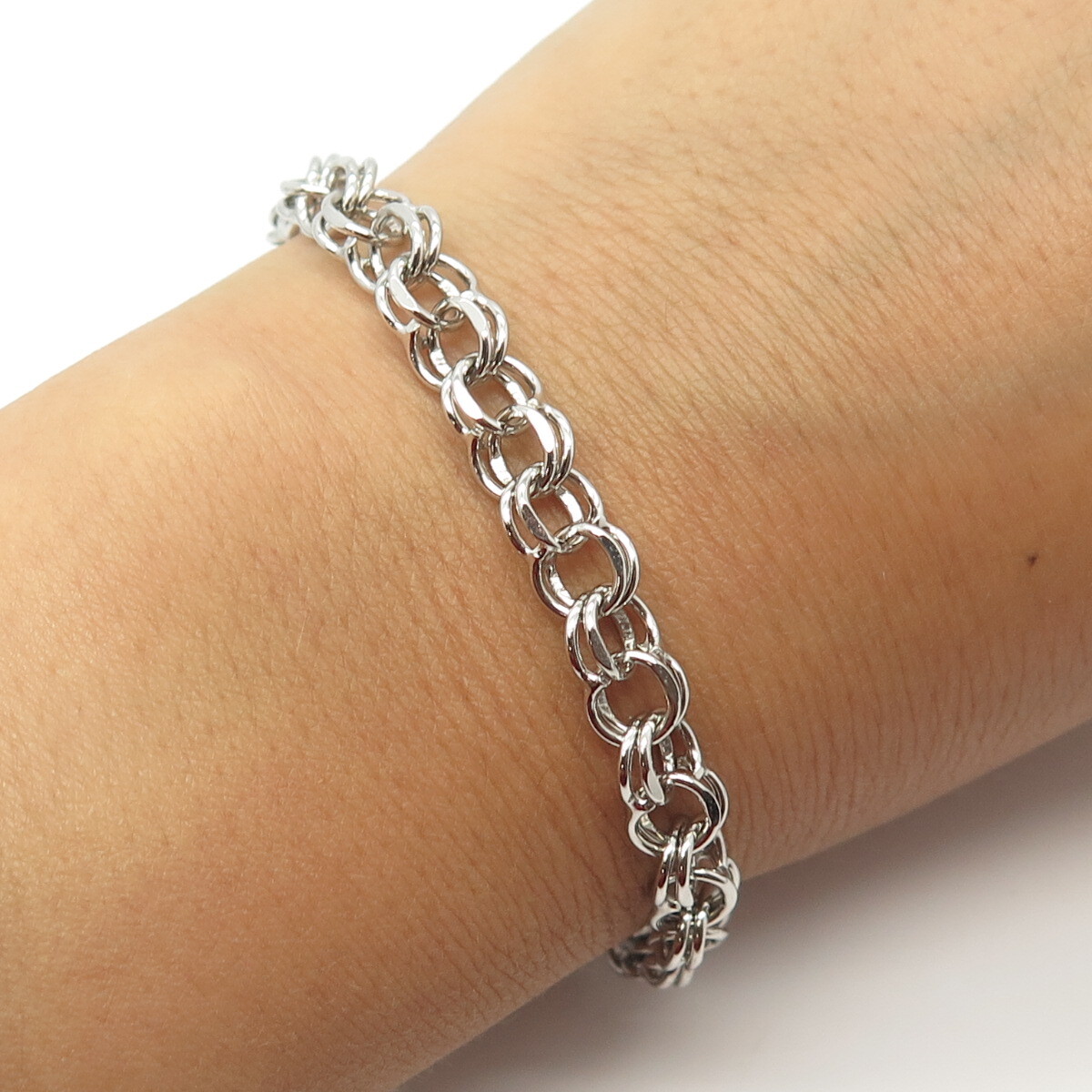 925 Sterling Silver Vintage BEAU Double Rope Link Bracelet 6.5″