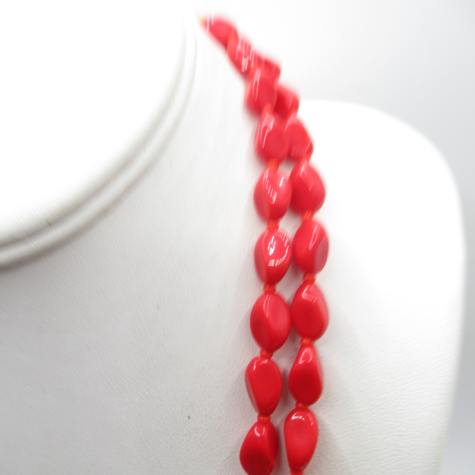 Dark Red Glass Beaded Necklace Vintage Beads Puckered with Tiny Accents