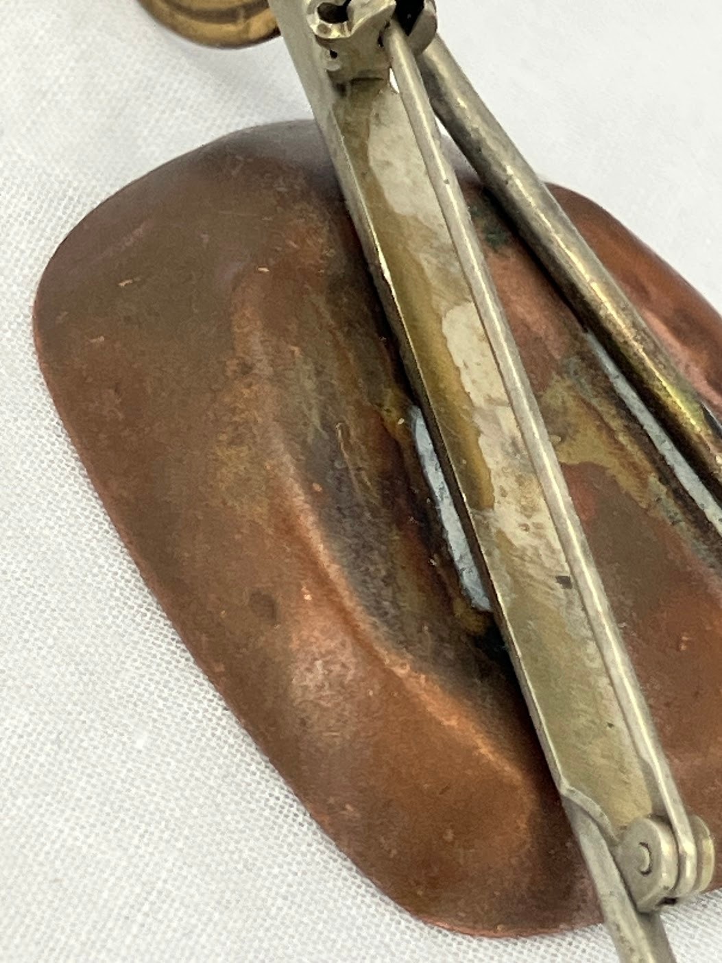 Vintage Copper Wheelbarrow Brooch Movable 3″ Pin