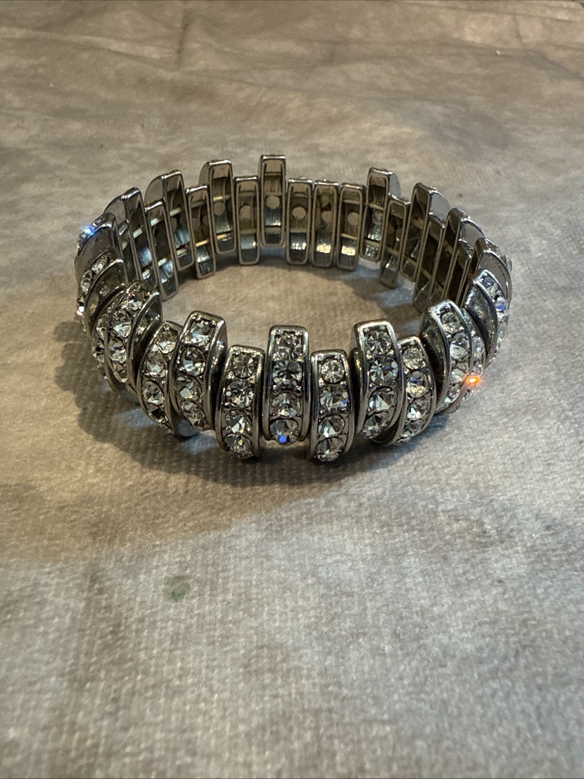 Vintage Tension Set Rhinestone Expanding Unique Bracelet