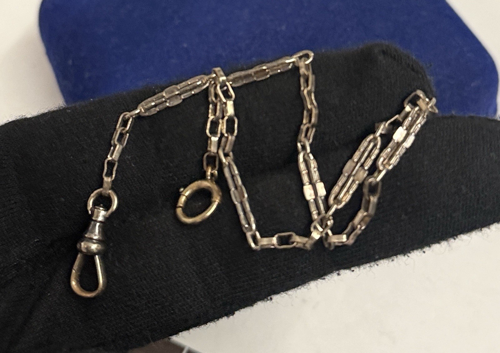 Patina Gold Filled Fob Detailed Bar link 9.5” 3mm Vtg victorian GF Vtg 4.6g