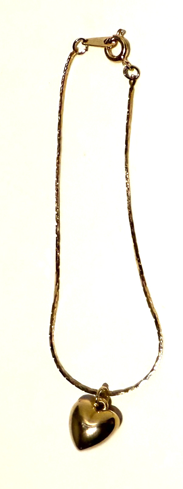 Bracelet Gold Tone Cobra Chain with Puffy Heart Korea Valentines Day