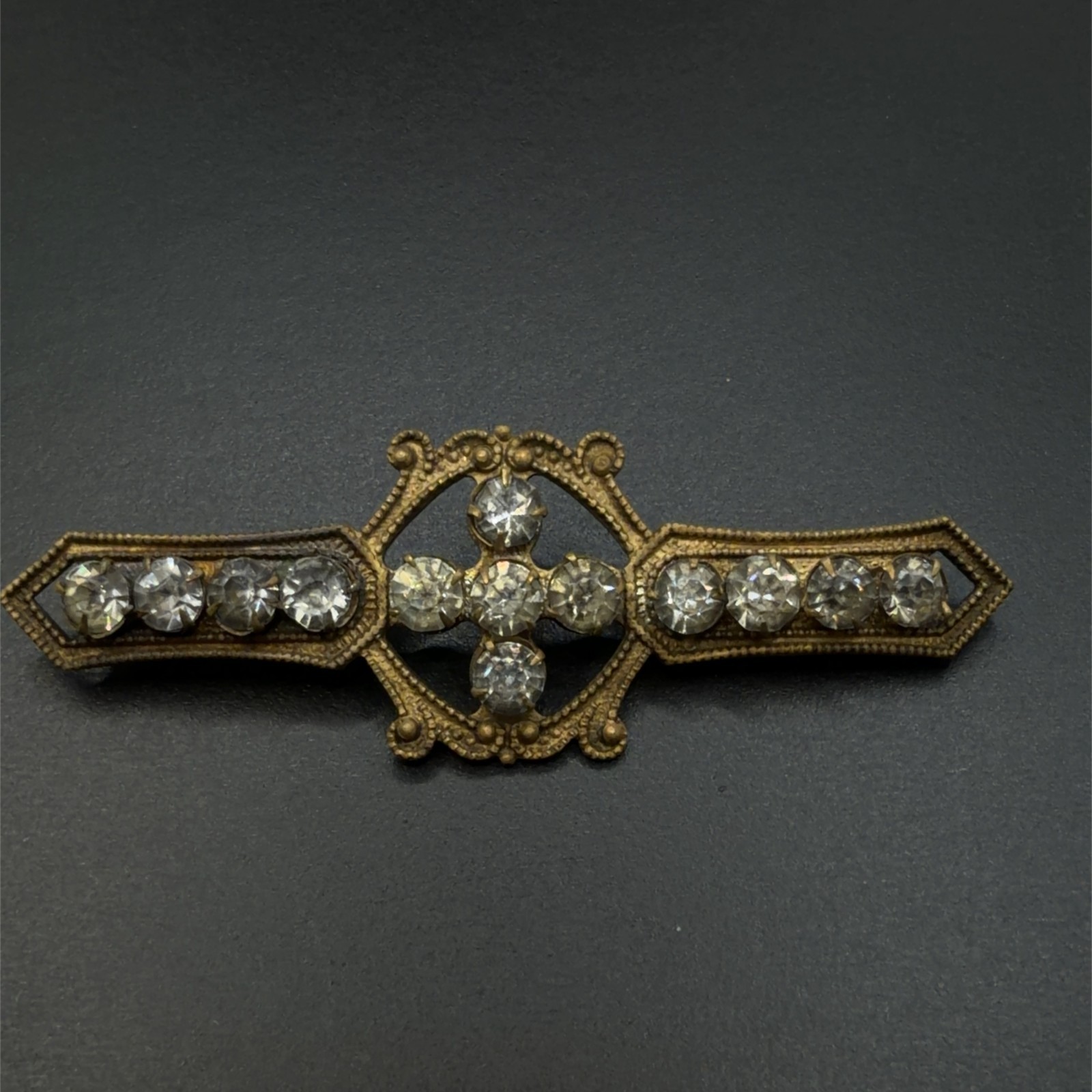 Antique Victorian Gold Filled Rhinestone Brooch