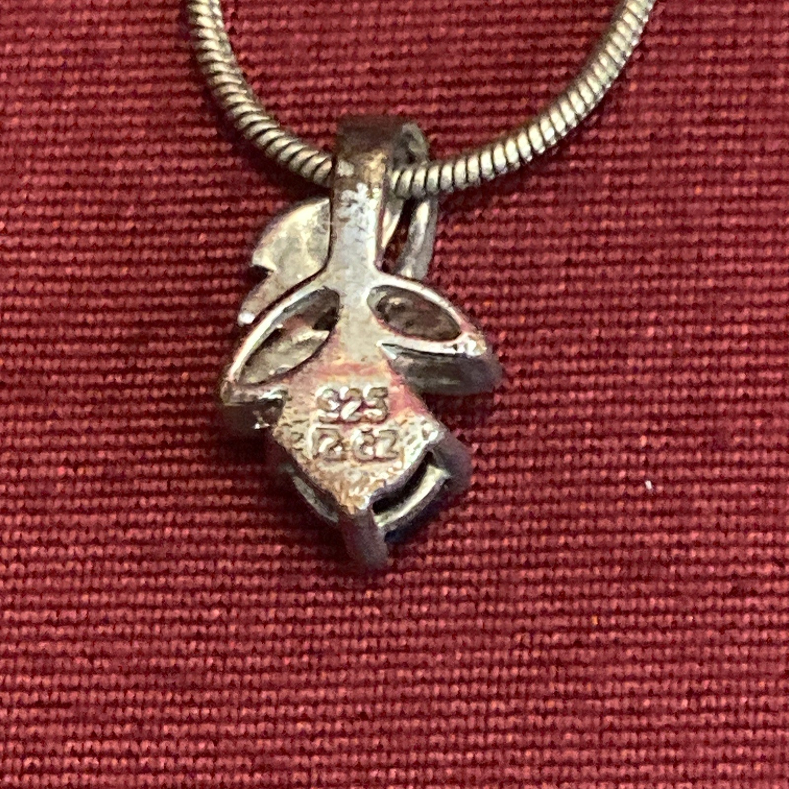 Sterling Silver Pendant & Chain Necklace With Blue Stone & CZ 18”