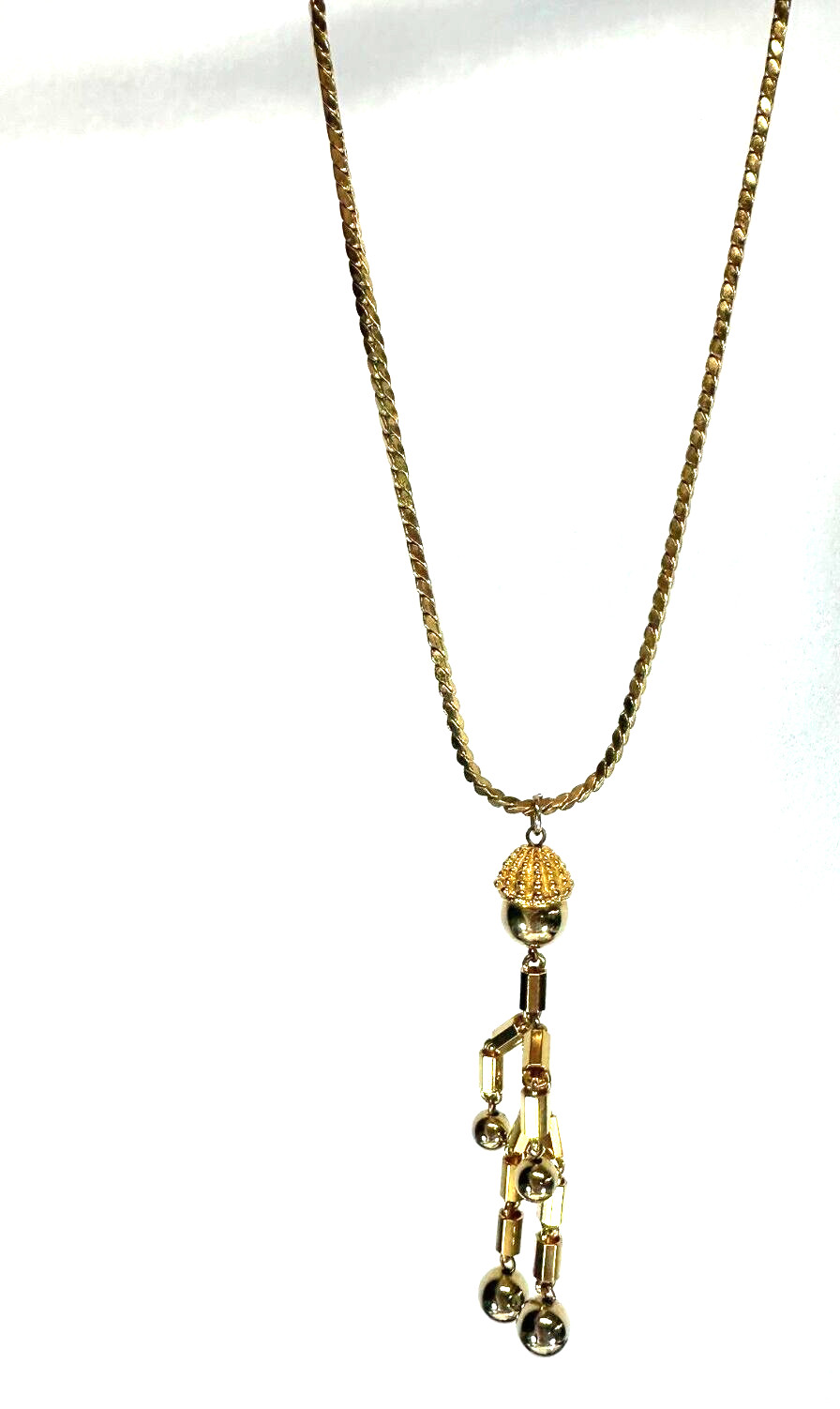 Vintage Necklace Person Stick Pendant Chain Figure Goldtone
