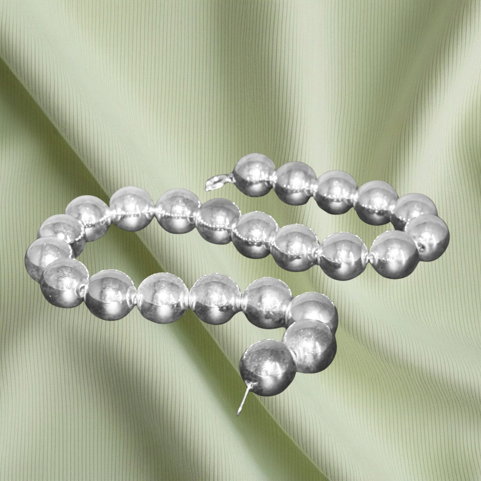 Vintage 16″ Necklace Heavy Silver Tone 16mm Bead 64 Grams NOS Bridesmaids Gift