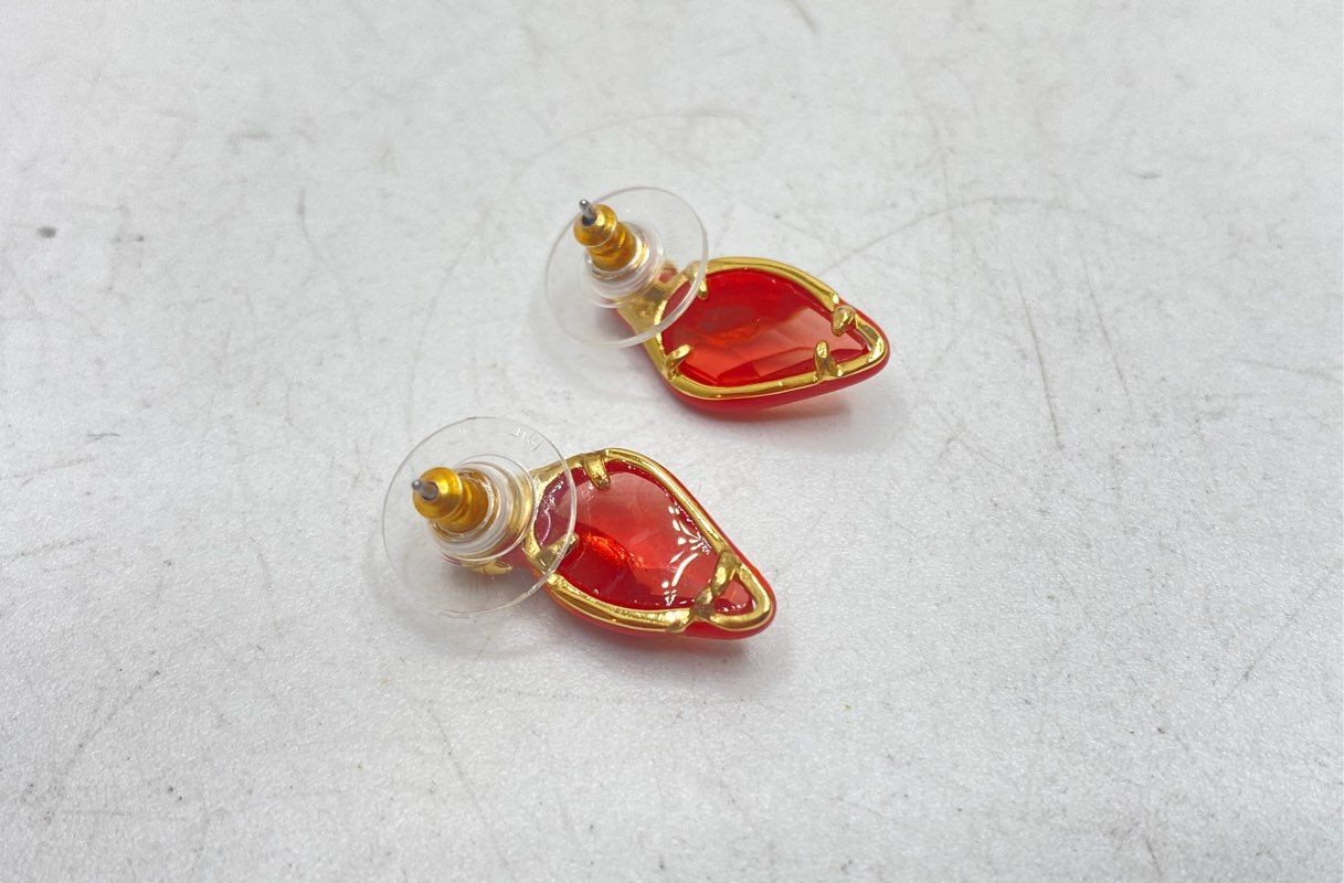 Kate Spade New York Red Enamel Parrot Stud Earrings Gold Tone Tropical NWT