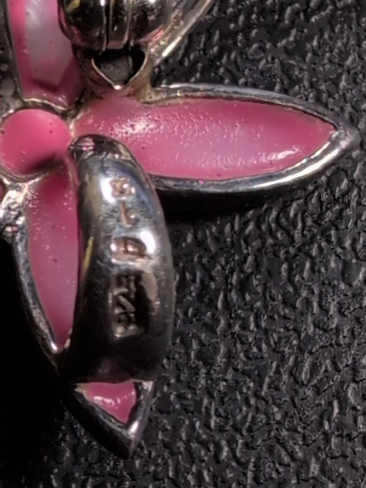 Pink and Green Flowers Sterling Pendant Brooch Spring – 2.5″ – 9.1 g – signed