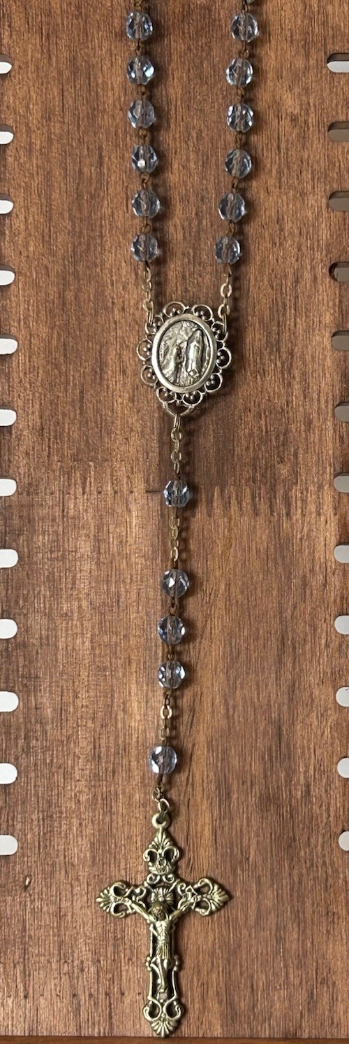 VINTAGE ROSARY BEADS CROSS CRUCIFIX INRI ITALIAN 21” LONG