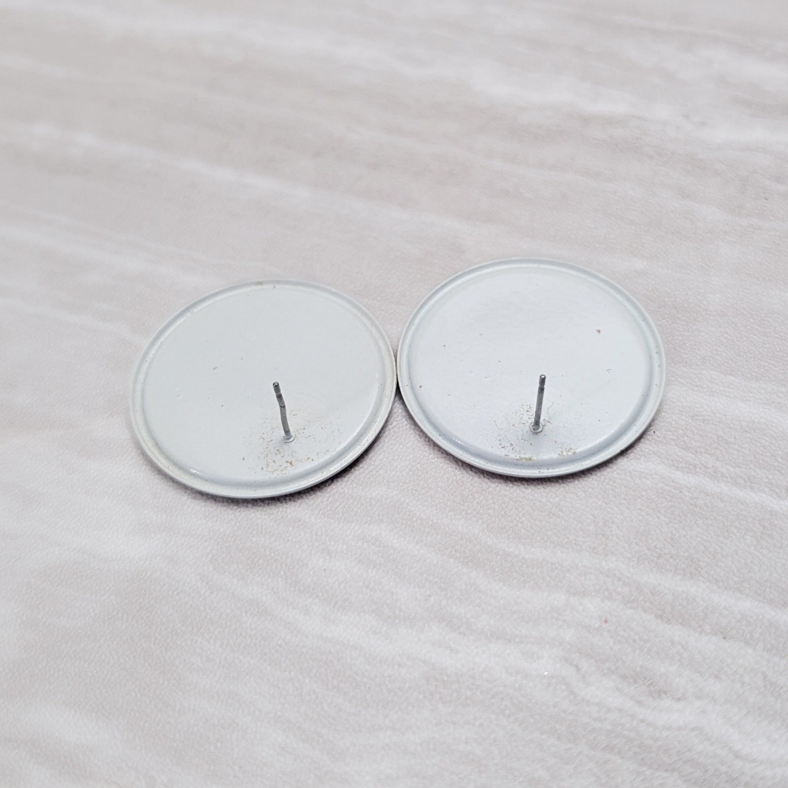 Vintage Stud Earrings Large Circle White, Blue, Green, Teal Tones Statement