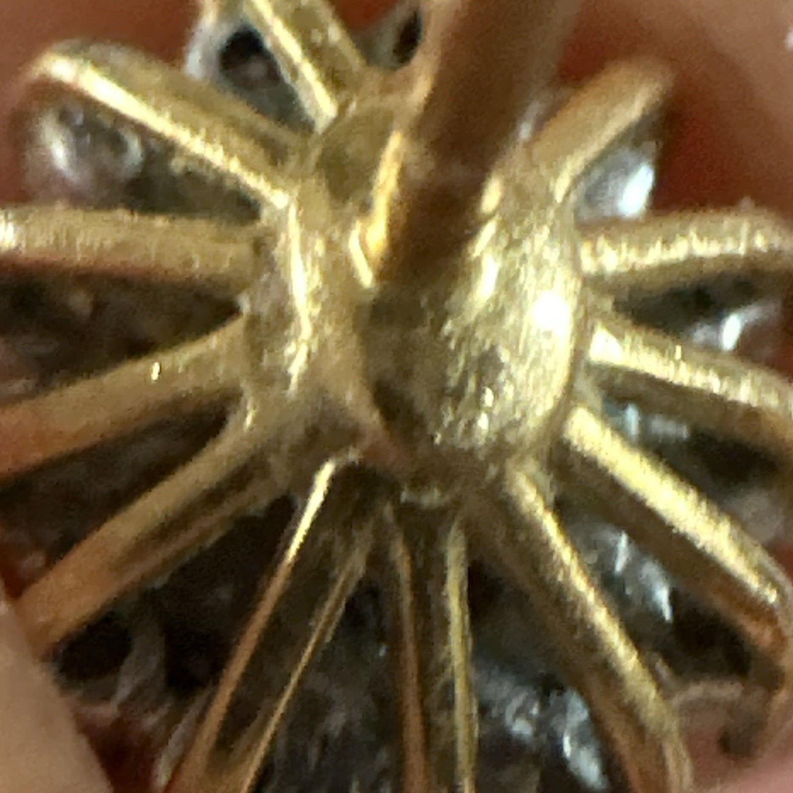 Vintage Yellow Gold Oval Blue Sapphire Halo Cluster Ring, Diamond Accents, 4/5