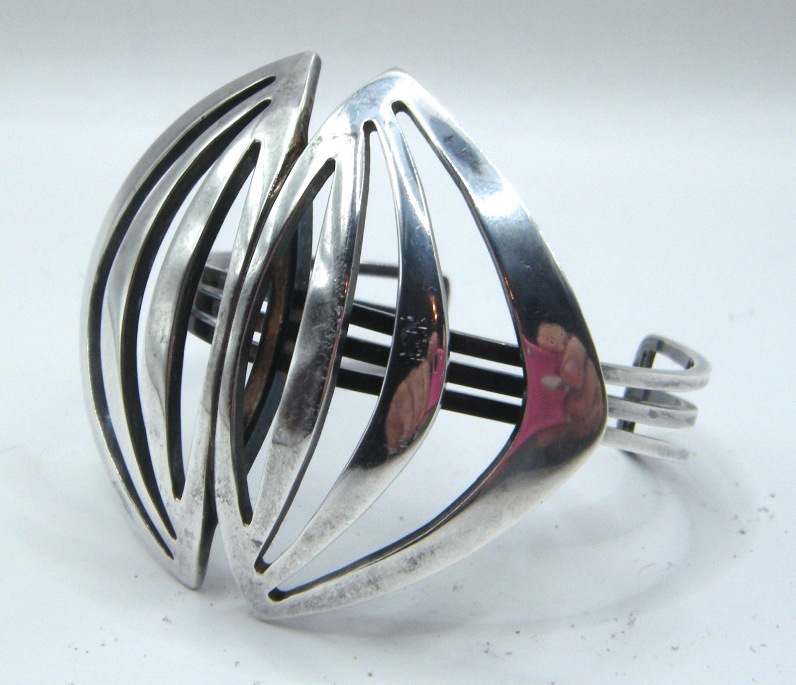 Niels Erik Sterling Silver 925 Modernist Abstract Cuff Bracelet Denmark N E From