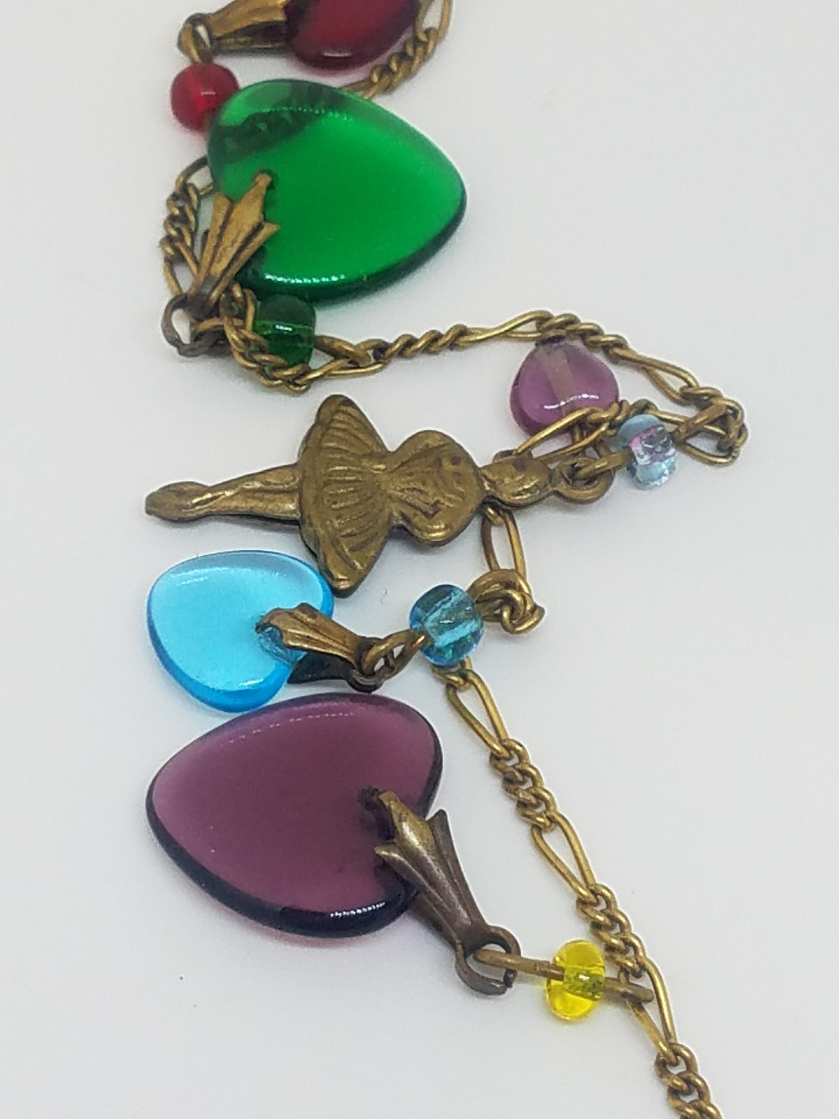 Glass Works Studio Long Multicolor Glass Hearts Charm Necklace