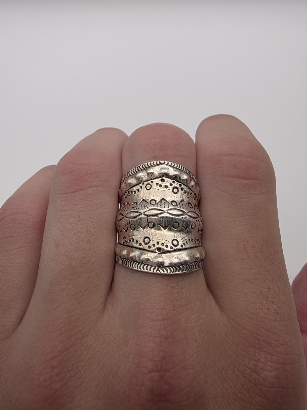 Vintage Designer BBJ Southwestern Sterling Silver 925 Ring Size 10.5