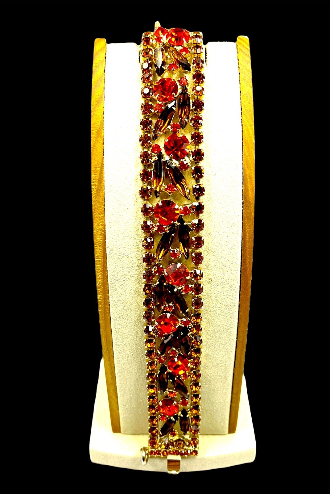 RARE JULIANA D&E GOLD-TONE ORANGE TOPAZ RHINESTONE STICKS & STONES BRACELET BOOK
