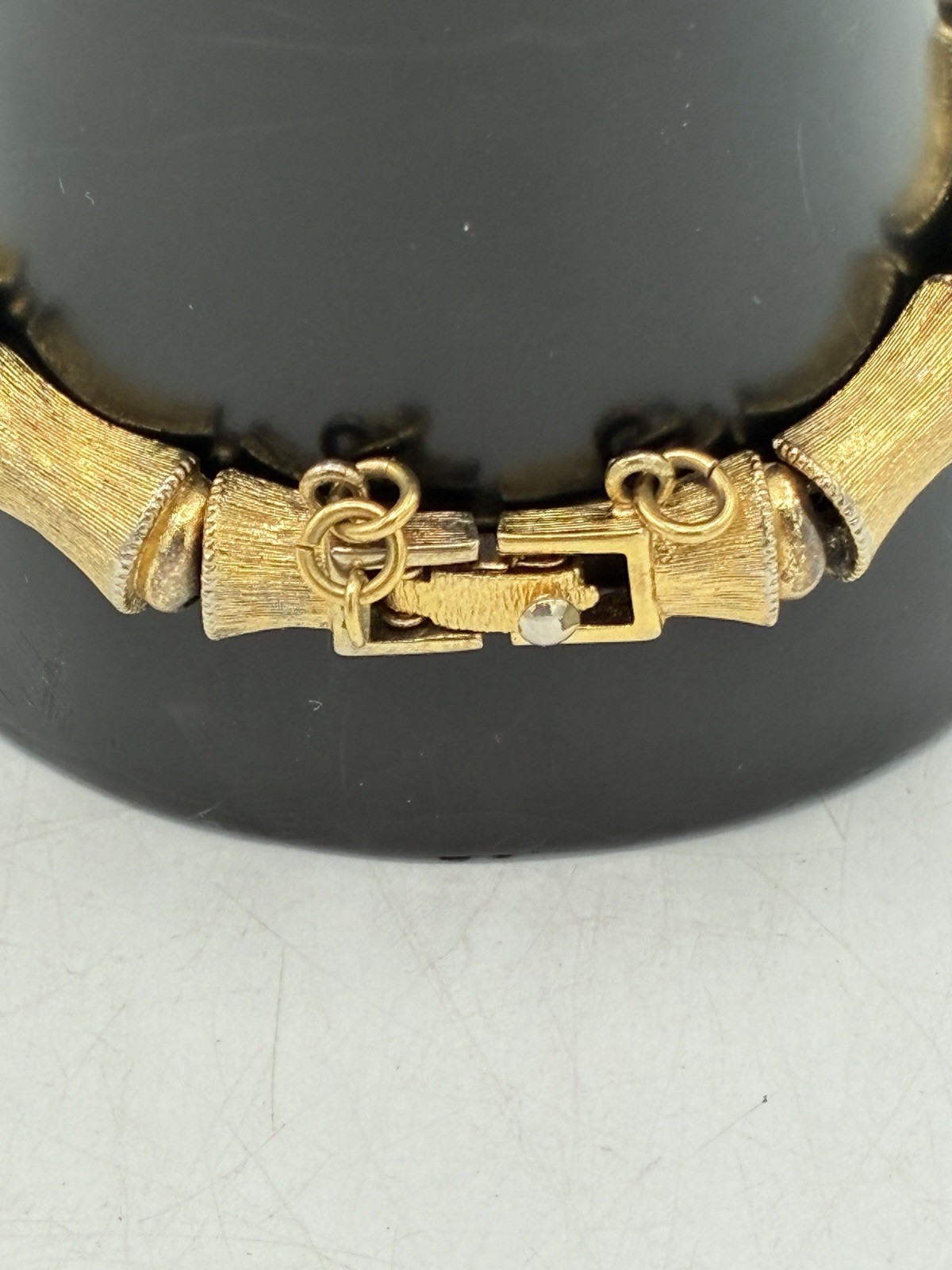 Monet Signed Vintage Gold Tone Bamboo Link Bracelet Textured 7 inch