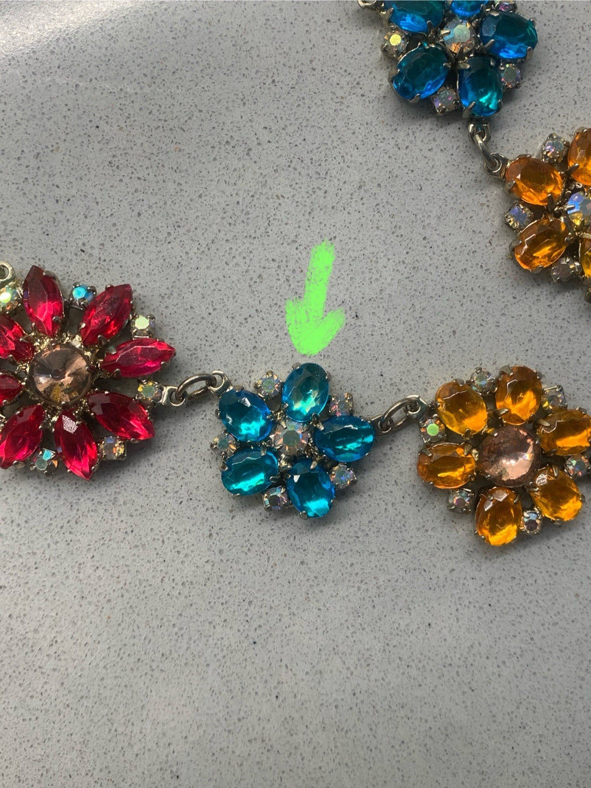 Multi Flower Crystal Colorful Floral Festoon Bib Necklace