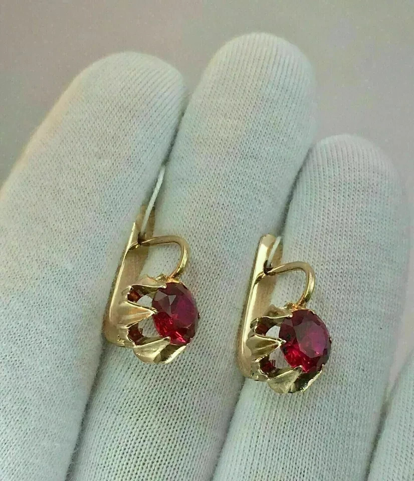 Round Cut Lab Created Diamond Engagement Woman’s Earring 14K Yellow Gold Finish