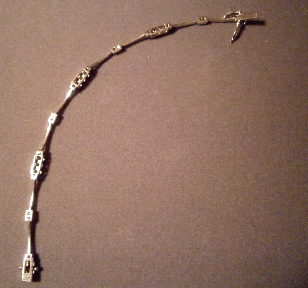 Vintage 925 Sterling Bar Link Crystal Stations Dainty Minimalist Bracelet 7.5″