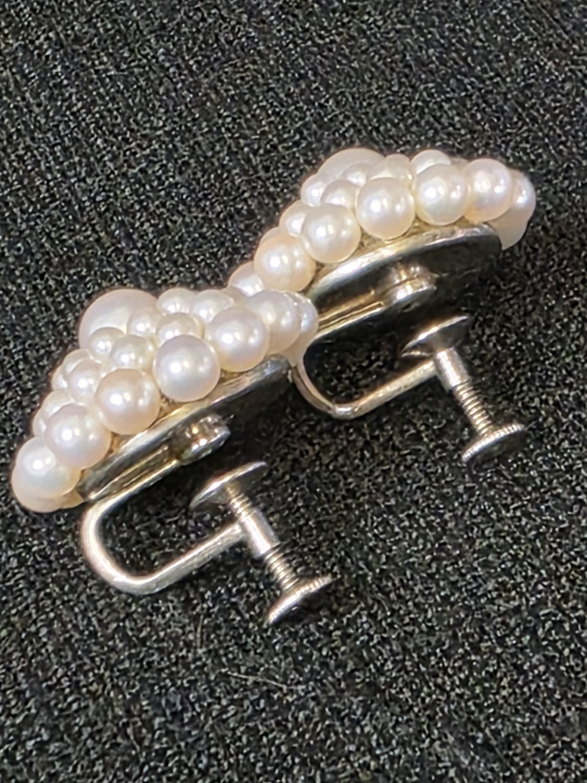 Vtg 1950s Mikimoto 38 Pearl W/ Silver Screw Back Earrings