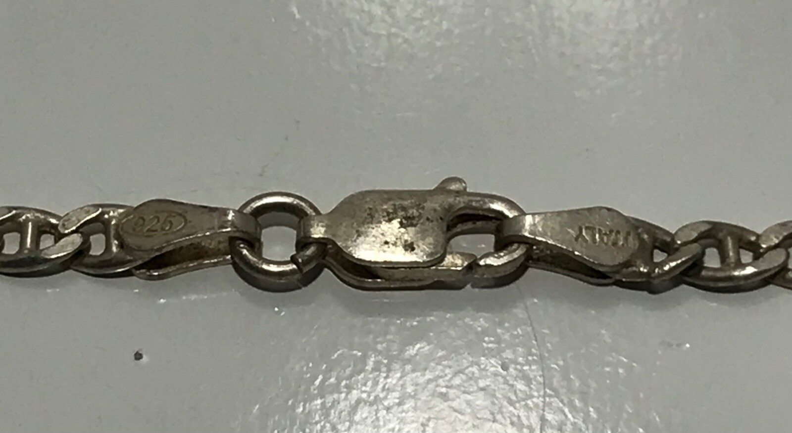 Vintage Sterling Silver 925 Italy Anchor Mariner Link Necklace 18.5~3.20mm