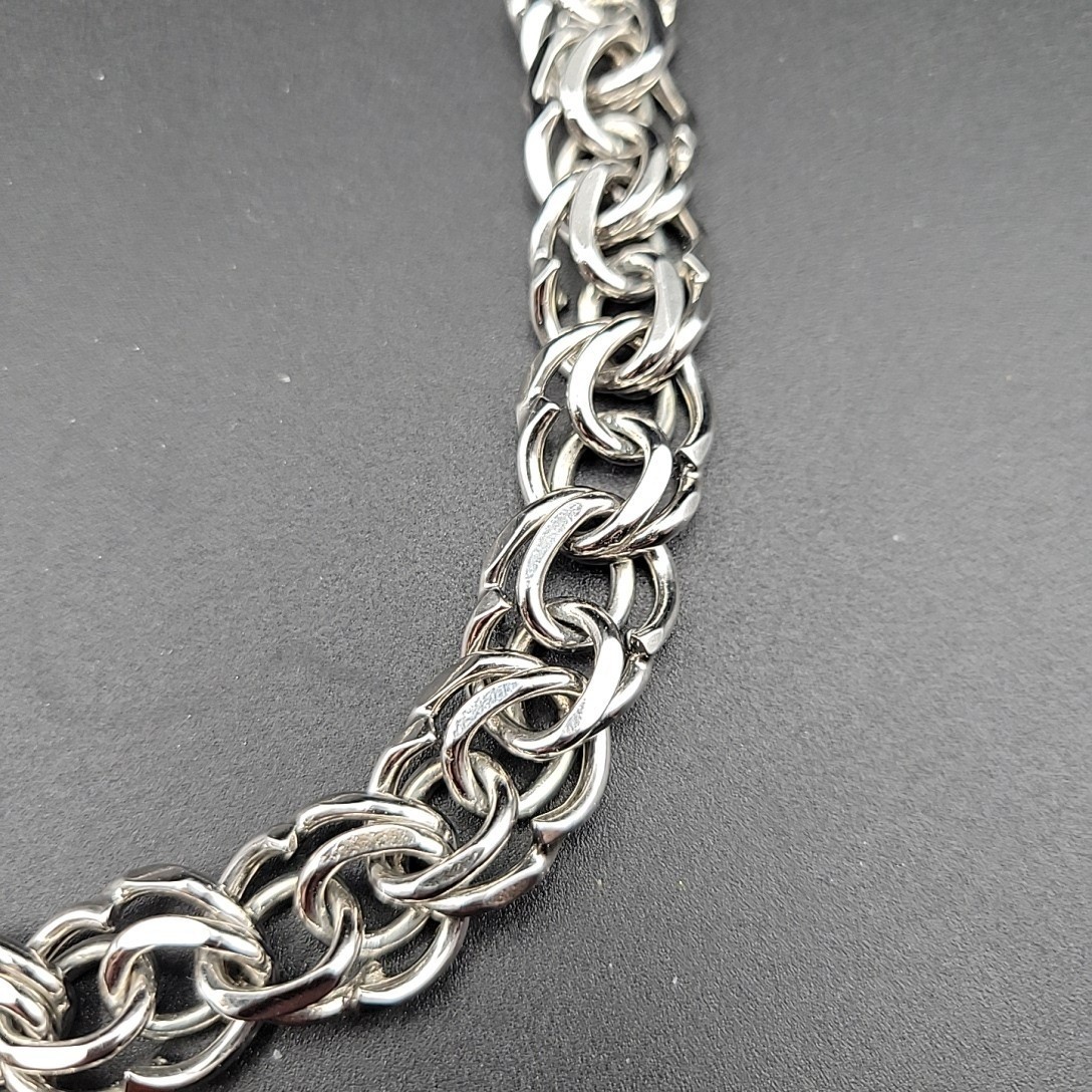 Vintage Chunky Silver Tone Double Link Chain Choker Necklace 18 Inch Grunge