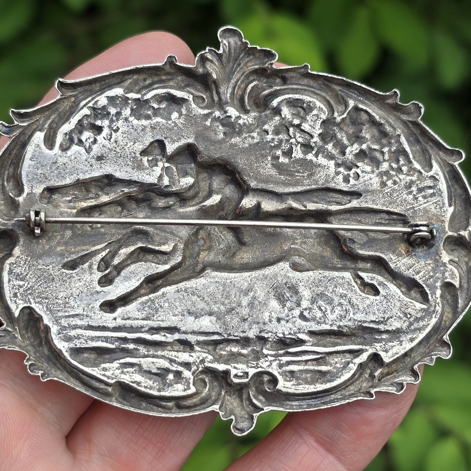Large Statement Piece Vintage Silver Brooch Horse Derby Race Equestrian Kentucky