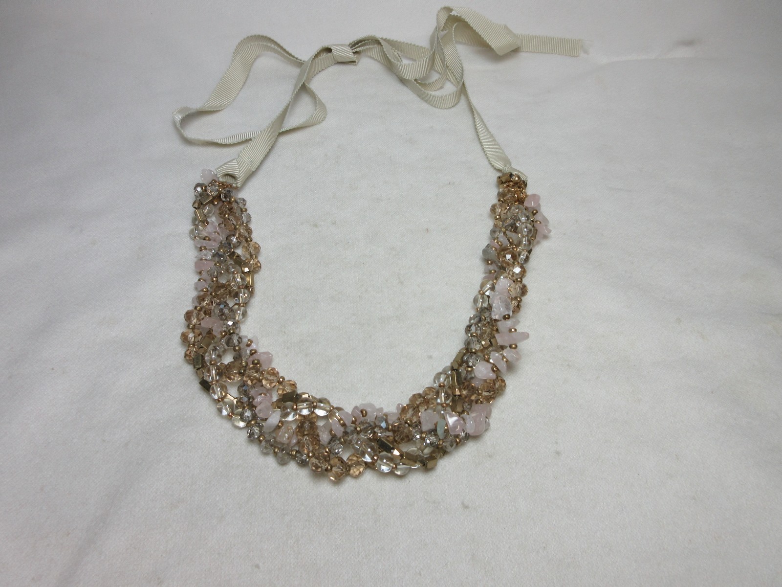 LOFT PINK STONE RIBBON NECKLACE #6