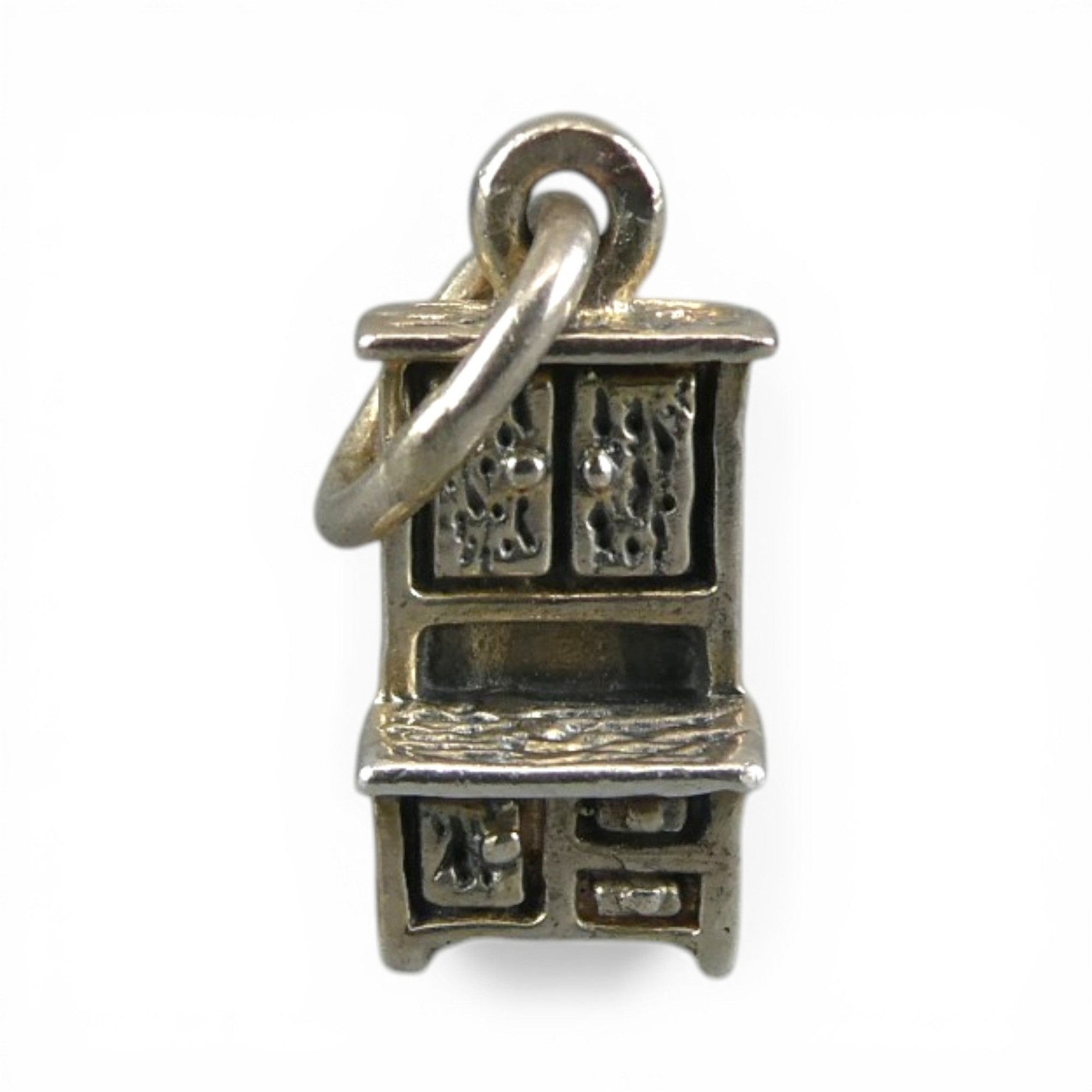 VINTAGE Sterling Silver HOOSIER CABINET Charm for Bracelet BROWN COUNTY Antique