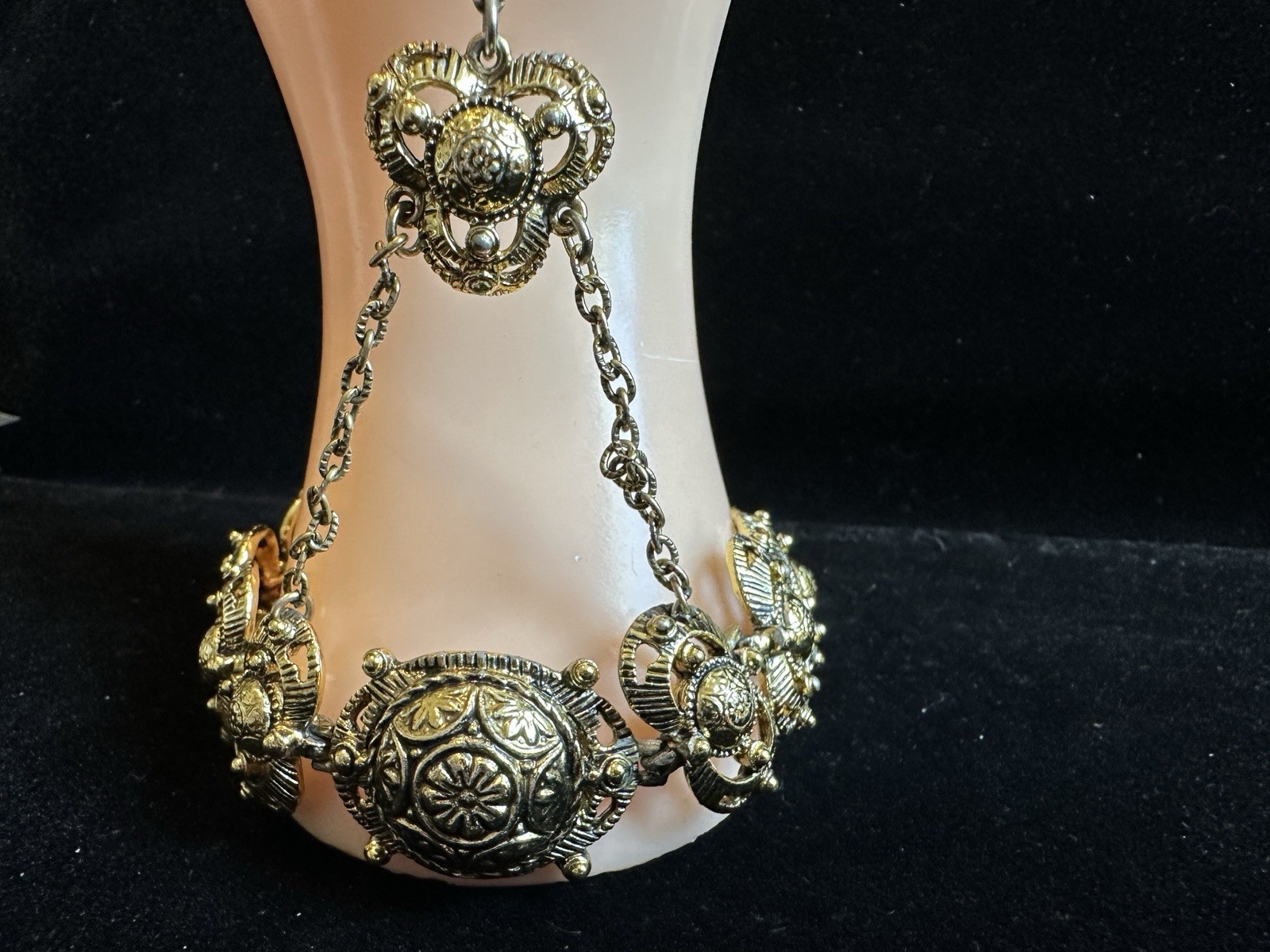 Vintage ethnic India Ring Bracelet combo appears to be heavy made gold plated