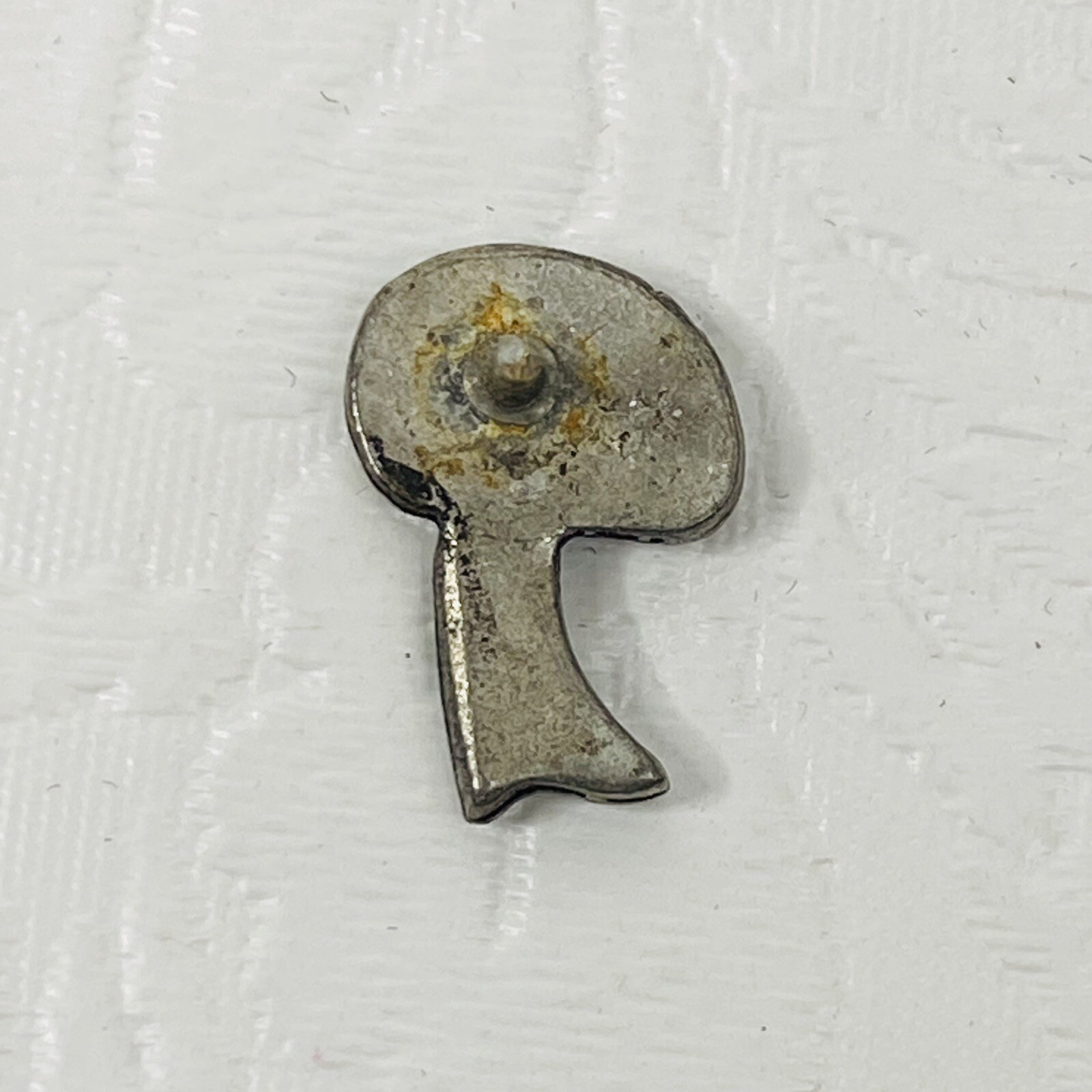 Metzke Pewter Mushroom Pin Tie Tack 1/2 Inch Signed Textured Silver Tone
