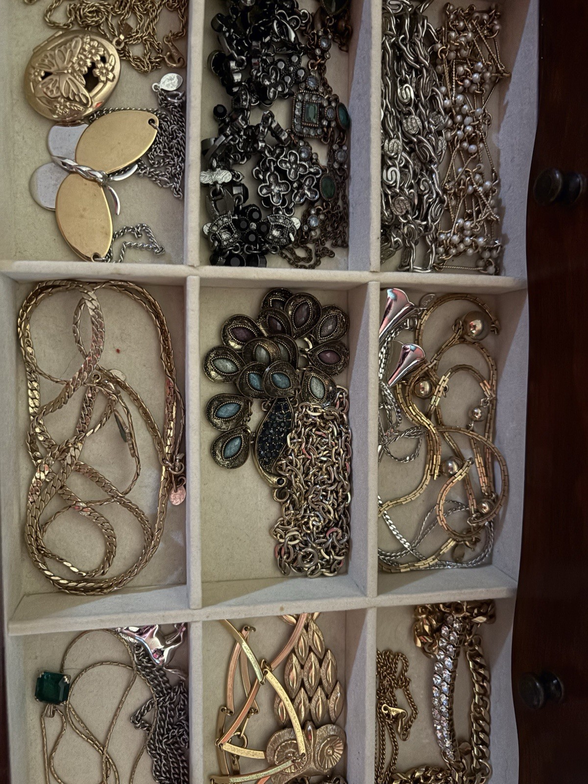 7 Tier Jewelry Box Full Of Trifari , Avon, Coro, Napier, Swarovski And Unbranded