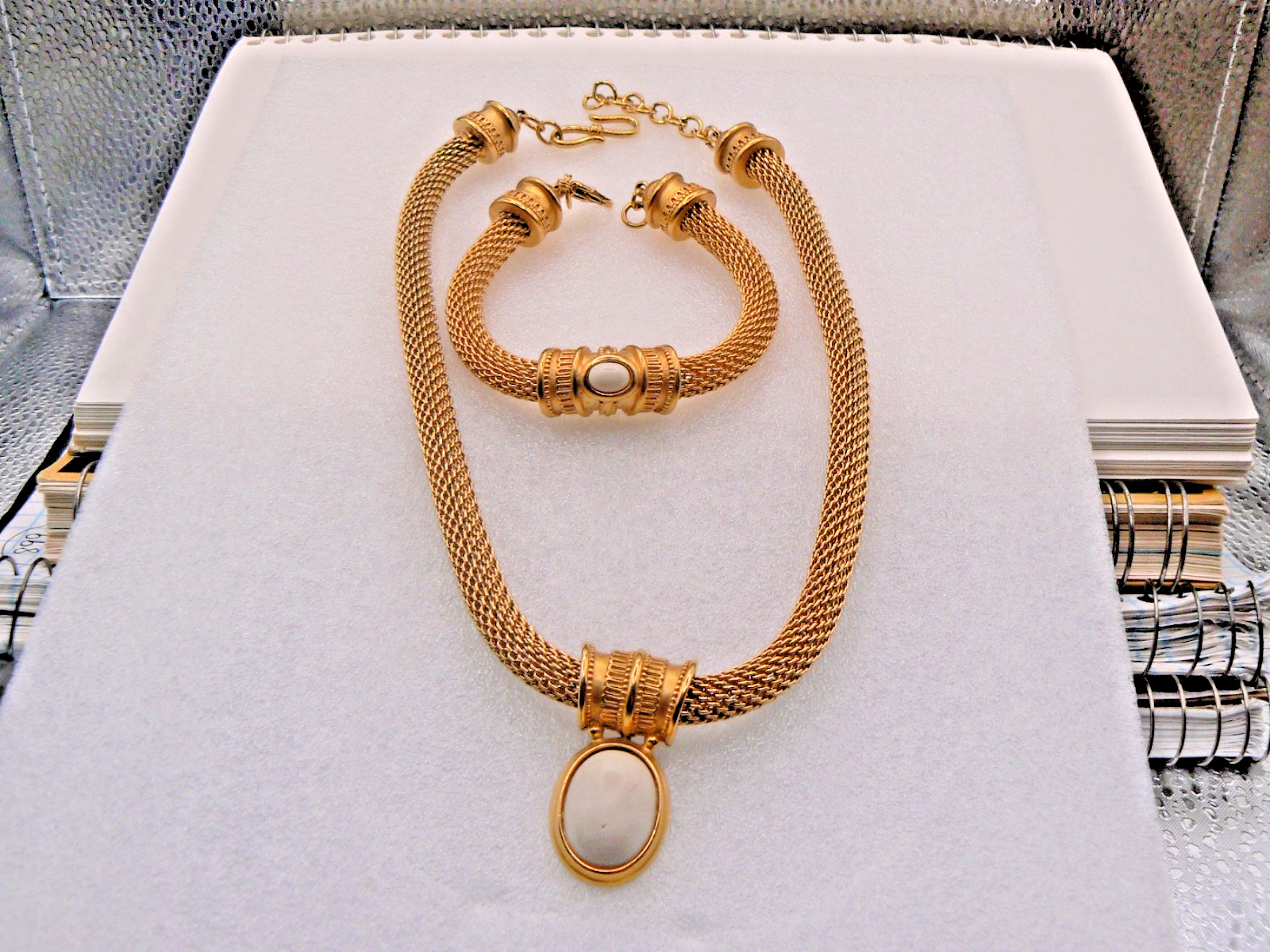 VTG Monet Gold Toned Meshed Chain Necklace with Matching Complementary 17” Neckl