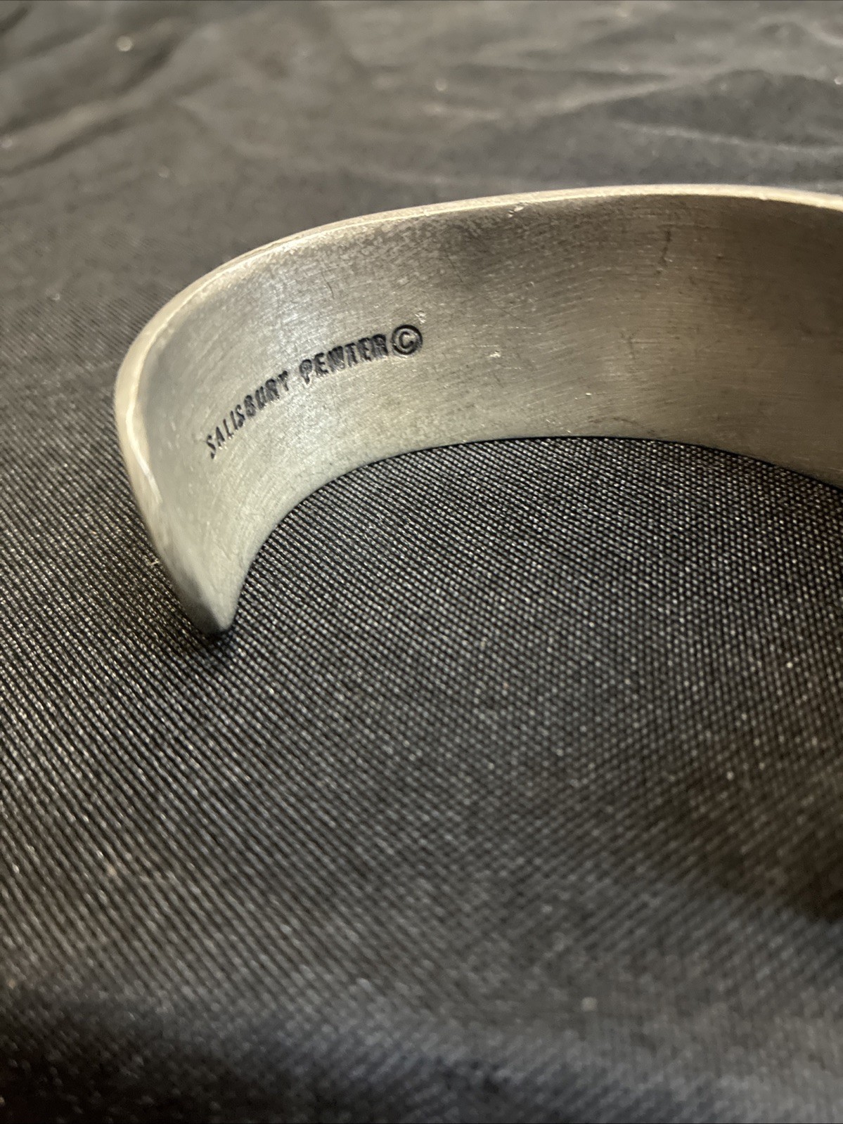 Vintage cuff bracelet marked Salisbury Pewter Engraved With ‘October’