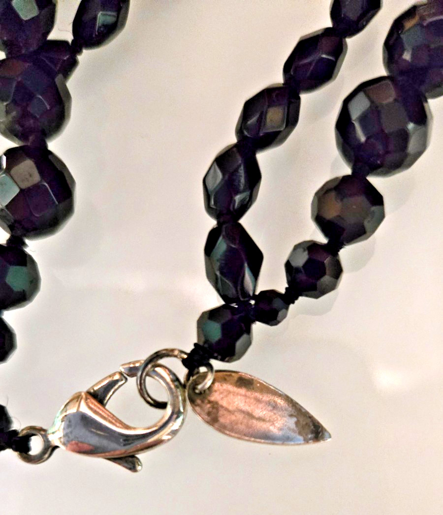 Coldwater Creek Black Flapper Necklace Glass Bead Rope Opera Lariat Sautoir VTG