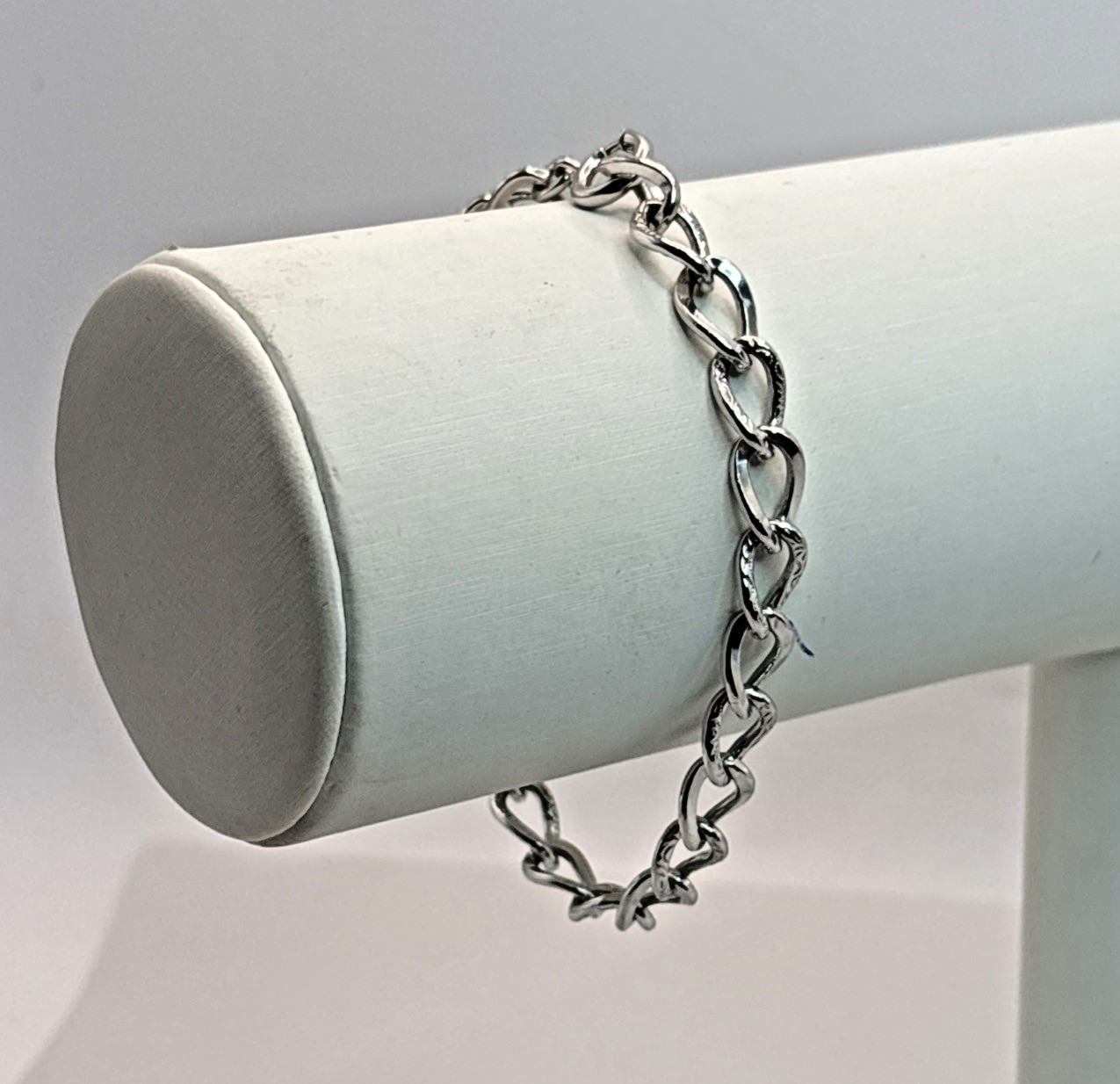 Vintage .925 Sterling Silver 7mm Link Chain 7.5″ Starter Charm Bracelet