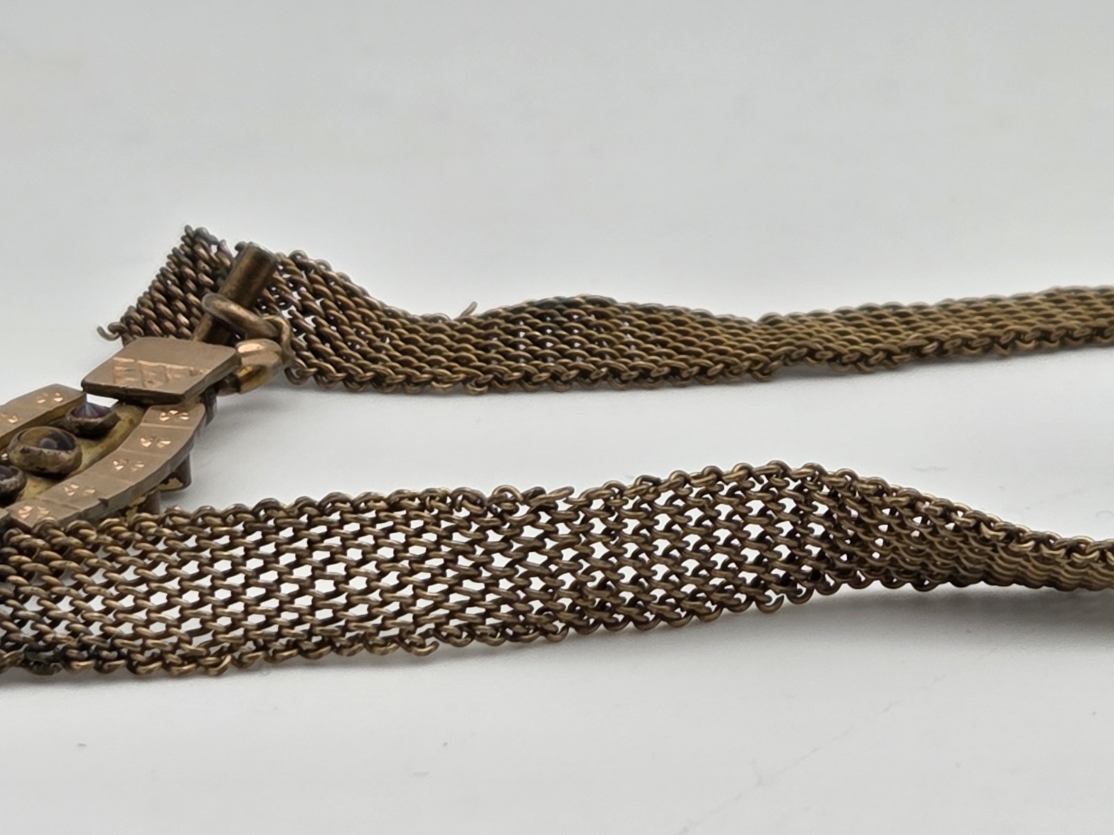 Antique Victorian Engraved Book/Mesh Chain with Engraved Locket Pendant