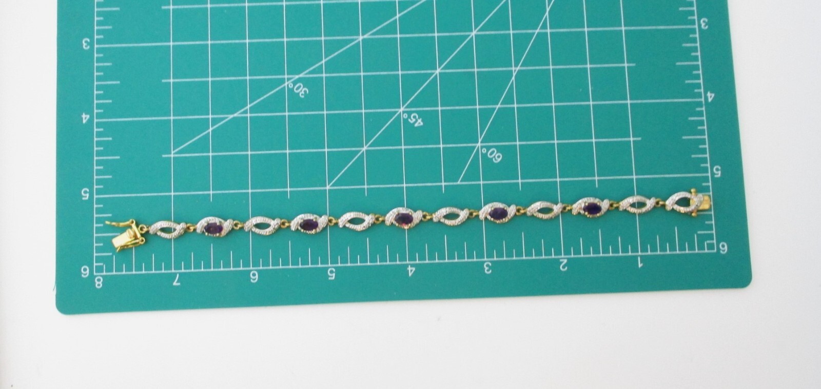 Vintage/Modern Silver & Gold Plated Bracelet Purple Gemstones 925 6211