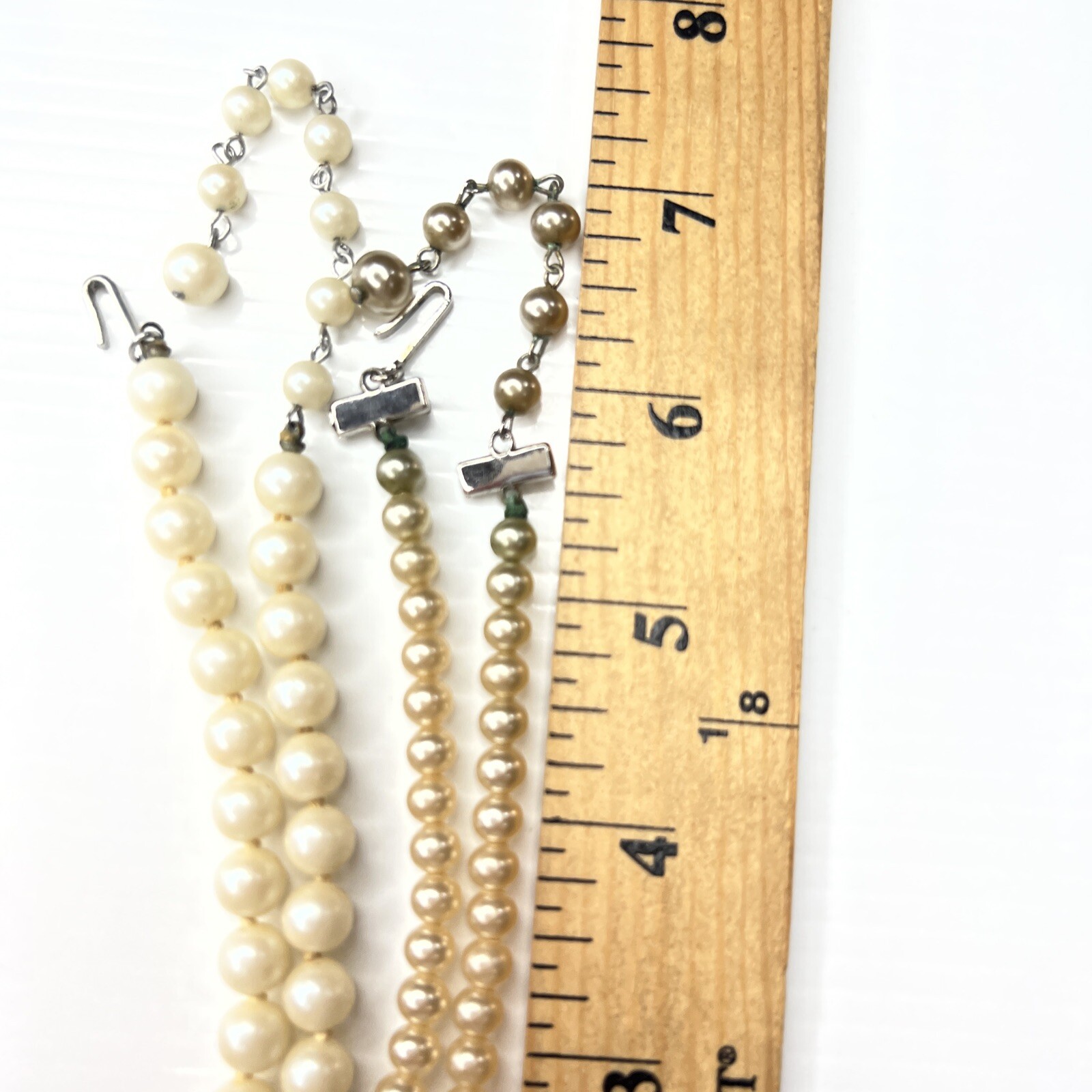 H3.26 Lot Silver Hook Clasp Choker 60s Glam Deco Vintage Flapper necklace 14”