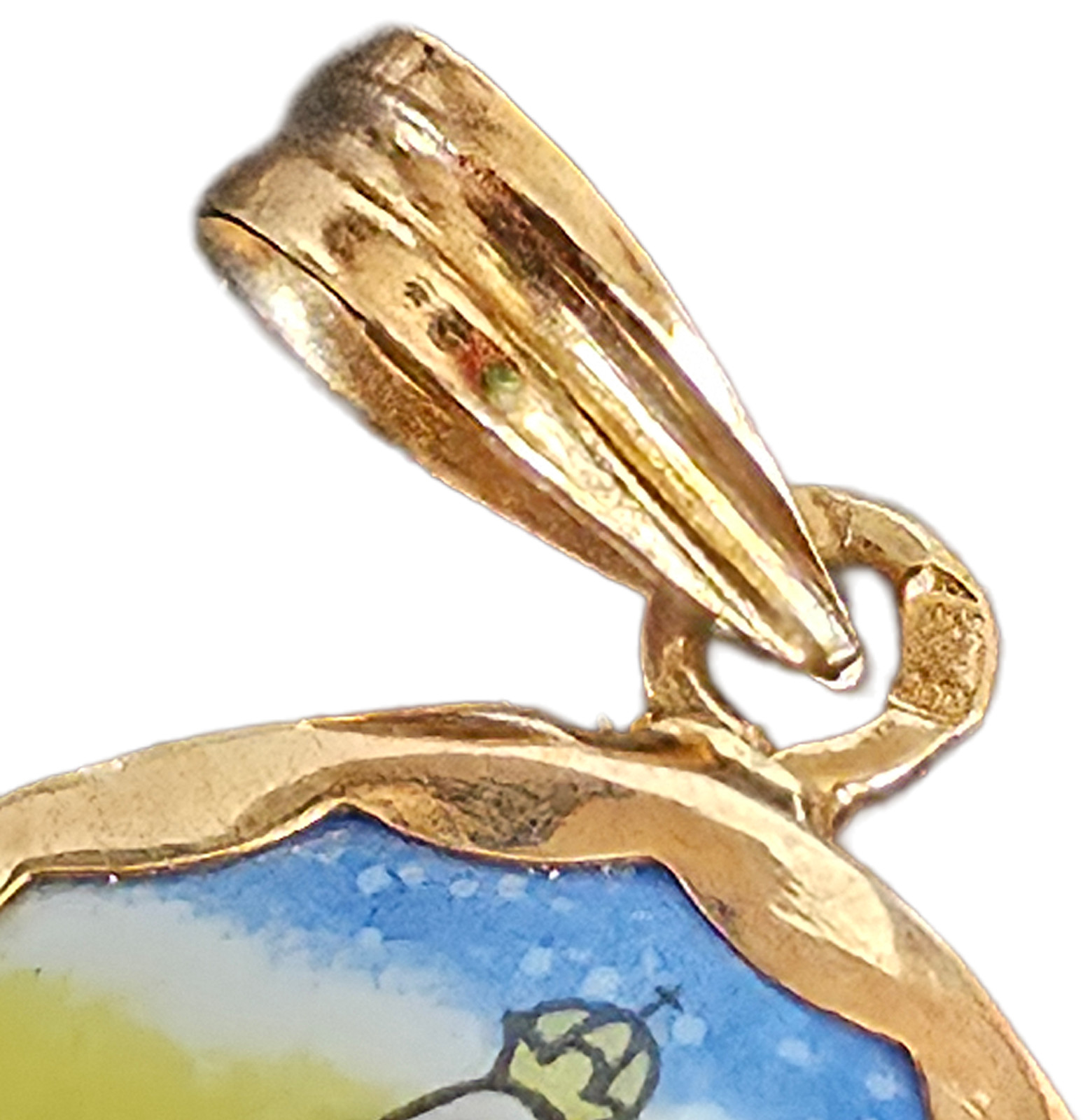 Antique Enameled Gold Medal Virgin Mary Madonna Pendant – 18K Gold